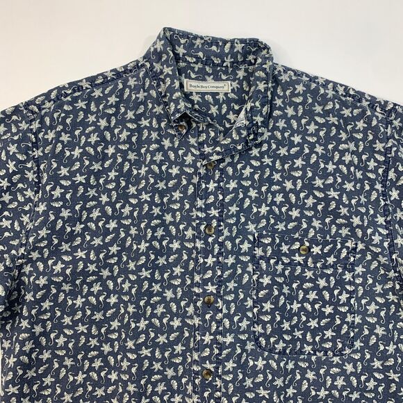 Vintage Bugle Boy Shirt Mens L Large Seahorse Starfish Sea Shell Button Down 90s - Picture 3 of 9